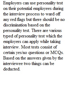 Personality Testing for Employment